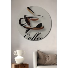 Teona Ahşap Modern Kahve Sanatlı Sulu Boya Görünümlü Ahşap Dekoratif Tablo Yuvarlak Duvar Tablosu