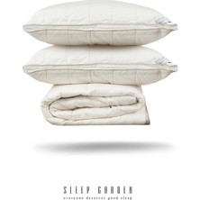 Sleep Garden Arden Lana Yün Yorgan Çift Kişilik Biyeli Şık Yorgan -2 Adet Yastık Set Ürün Jüt Keten Çantalı