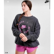 Nike Sportswear Oversized Sports Utility Crew-Neck Bol Kalıp Gri Kadın Sweatshirt FD4234-060