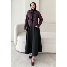 Tesettür Diyarı Meyra Scuba Tesettür Takım- Siyah-Bordo