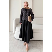 Tesettür Diyarı Meyra Scuba Tesettür Takım- Siyah