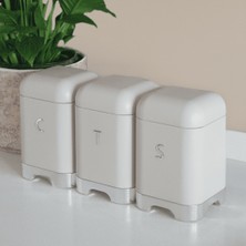 Sarkap Home Açık Gri Galvaniz 3'lü Tea Coffee Sugar Saklama Kutusu Seti