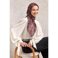 Silk Home Pamuk Polyester Soft Eşarp Soyut Desen Açık Kahverengi 90X90