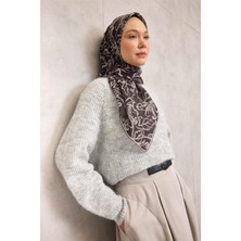 Silk Home Pamuk Polyester Soft Eşarp Lilyum Desen Siyah 90X90