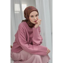 Silk Home Viskon Eşarp Kahverengi Vişne Çürüğü Desenli Yumuşak Dokulu Tok Duruşlu 90X90