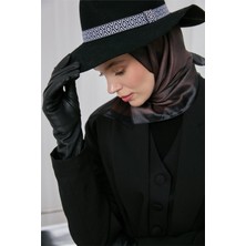 Silk Home Polyester Karışımlı Eşarp Acı Kahve Etnik Desenli Parlak Dokulu 90X90