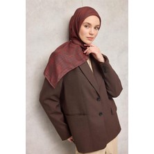 Silk Home Pamuk Polyester Soft Eşarp Geometrik Desen Kiremit 90*90