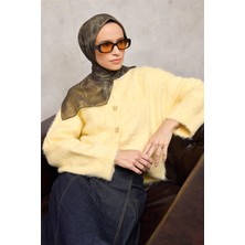 Silk Home Pamuk Polyester Soft Eşarp Yaprak Desen Asker Yeşili 90X90