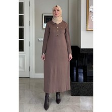 Rabia Şamlı Beste Triko Elbise Sütlü Kahve