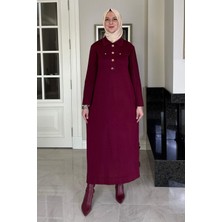 Rabia Şamlı Beste Triko Elbise Bordo