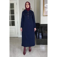Rabia Şamlı Beste Triko Elbise Lacivert