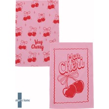 Marte Home Cheri - Renkli Baskılı 2'li Set 40X60 Mutfak Havlusu, Kurulama Bezi