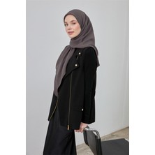 Silk Home Jazz Eşarp Füme Düz Renk Tok Duruşlu 100X100