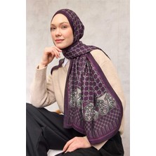 Silk Home Floş Viskon Organik Şal Halat Desen Koyu Mor 195X75