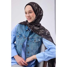 Silk Home Viskon Mayda Şal Koyu Gri Zeminli Ton Sür Ton Desenli Yumuşak Dokulu 190X70