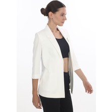 White Diamond Cep Detaylı Broşlu Ceket 38 - Beyaz