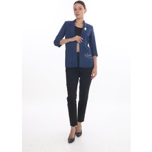 White Diamond Cep Detaylı Broşlu Ceket 40 - Lacivert