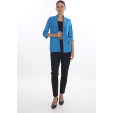 White Diamond Cep Detaylı Broşlu Ceket 40 - Mavi