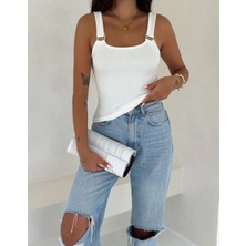 Ottoman Toka Askılı Bluz Beyaz S4194