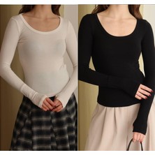 Betnur Kadın Parmak Geçmeli U Yaka Bady