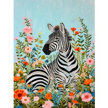 Fuart.Co Çizgili Zebra Bahçede Dijital Baskı Çocuk Posteri (Çerçevesiz) COFU