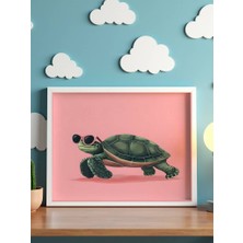 Fuart.Co Cool Kaplumbağa Dijital Baskı Çocuk Posteri (Çerçevesiz) COFU