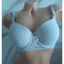 Shine Elagance Gri Balenli Desteksiz Rahat Kadın Tek Sütyen. Pamuk Polyester Elastan Içerir