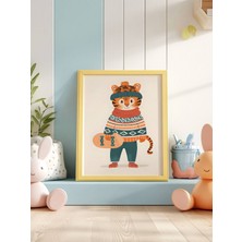 Fuart.Co Örgülü Kaplan Dijital Baskı Çocuk Posteri (Çerçevesiz) COFU