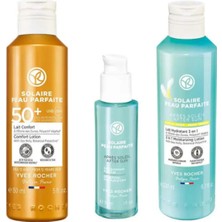 Yves Rocher 50SPF Vücut Yüz Güneş Koruyucu ve Güneş Sonrası Nemlendiriciden Oluşan Koruma Seti 150 ml+200 ml+30 ml