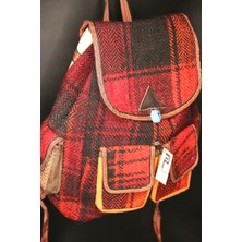 Pujiva Etnik Tarz Kilim Desenli, Dört Cebli, Renkli Sırt Çanta En;35-Boy:40 cm