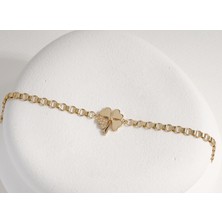 Gold Marley 14 Ayar Altın Dört Yapraklı Yonca Figürlü Kadın Bileklik