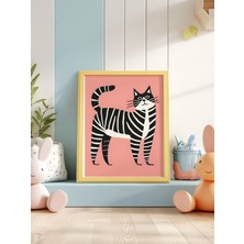 Fuart.Co Zebra Kedi Dijital Baskı Çocuk Posteri (Çerçevesiz) COFU
