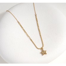 Gold Marley 14 Ayar Gerçek Altın “luxe Star” Minimal Yıldız Detaylı Zarif Kolye