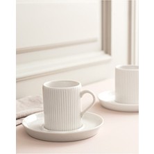 Madame Coco Ligne 6 Kişilik 12 Parça Kahve Fincan Takımı - Beyaz - 110 ml