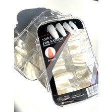BİYUTREND 100 Adet Küt Takma Tırnak- Kemik Naturel- Nailart