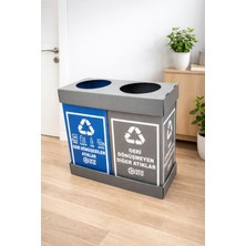 Bereks Geri Dönüşebilen ve Geri Dönüşmeyen Atık Toplama Geri Dönüşüm Kutusu Sıfır Atık 2 li  Iş Güvenliği Seti ( BAZALI)