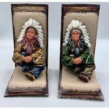 Hediye Sandalı Dekoratif Kızılderili Figürlü Kitap Tutucu Seti