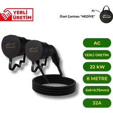 Nuvion Nuvıon Elektrikli Araç 8 Metre Type2 Ac Şarj Kablosu Seti-Tüm Modellerle Uyumlu(Özel Çantası Hediye)