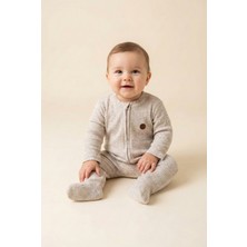 Unisex Bebek Ayıcık Nakışlı Rahat Kalıp Tulum (0 Ay - 9  Ay)