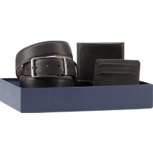 Kiğılı Düz 3'lü Kemer & Cüzdan & Kartlık Hediye Kutulu Set