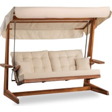 Aida Swings Sia 2400 – 4 Kişilik Yatak Olma Özellikli İroko  Bahçe & Balkon & Teras Salıncağı/Krem