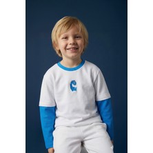 Luess Erkek Çocuk Dino Nakışlı %100 Pamuklu Sweatshirt (1-2 Yaş 5-6 Yaş)