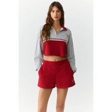 Urban Beat Mıkaela Kadın Dik Yakalı Crop Grimelanj Sweatshirt