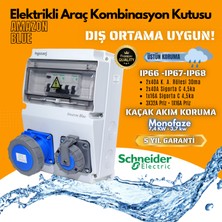 Hgsşarj "amazon Blue" Elektrikli Araç Şarj Kutusu Şarj Cihazı Kombinasyon Kutusu 7.4kw 3.7kw Monofaze Tesla Mavi Adaptöre Uyumlu 3X32A + 1X16A Kaçak Akım Röle "schneider"