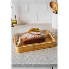 Bambum Modica - Akrilik Kapaklı Bambu Kek Fanusu Dikdörtgen Büyük