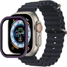 Tiklad Apple Watch Ultra 49MM Alüminyum Kasa Cam Ekran Koruyucu - Mor TİKLAD-6345