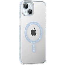 Tiklad CPT83 Apple iPhone 14 Move Taşlı Magsafe Kapak - Mavi TİKLAD-3954