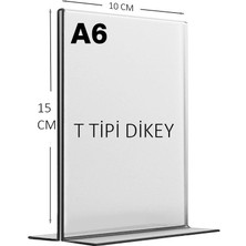 Dp Led 10 x 15 cm A6 T Tipi Dikey Masa Üstü Şeffaf Pleksi / Föylük-Fiyatlık-Menü-Broşürlük