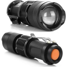 Tiklad Km-87 Polis Tipi Zoomlu Şarjlı Metal Dağ Kamp Cep Feneri Cree LED 2300 Lumens TİKLAD-8789