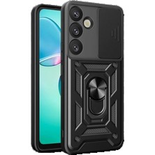 Tiklad Samsung Galaxy S25 Plus Kılıf Pars Lens Yüzüklü Silikon - Siyah TİKLAD-6345